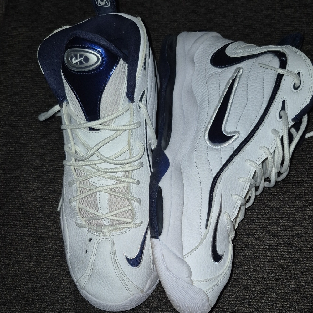 Nike White and Navy Blue Sneakers